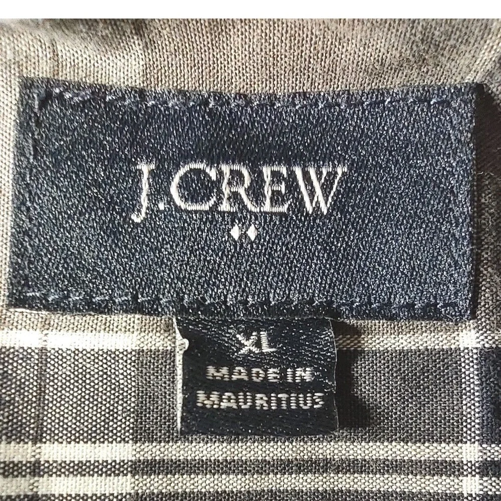 J. Crew Button Down Shirt XL Mens Plaid Brown White Retro Cabin Core Long Sleeve